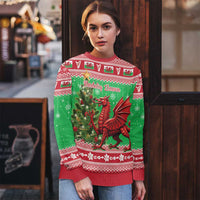 Wales Christmas Ugly Christmas Sweater Welsh Dragon Nadolig Llawen - Wonder Print Shop