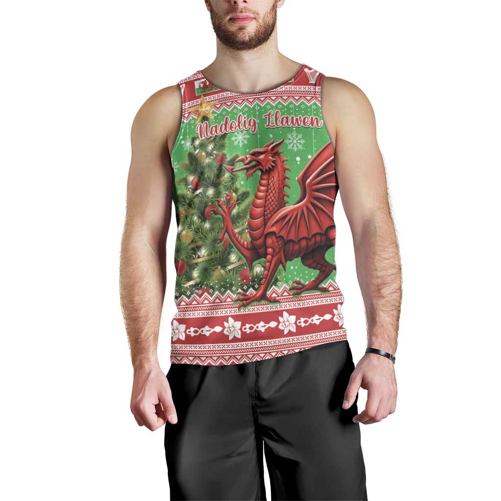 Wales Christmas Men Tank Top Welsh Dragon Nadolig Llawen - Wonder Print Shop