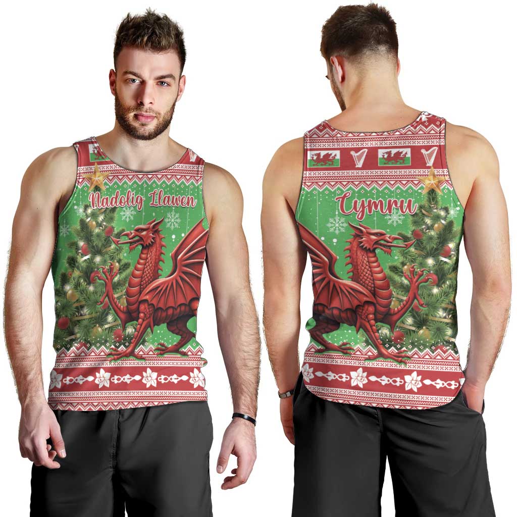 Wales Christmas Men Tank Top Welsh Dragon Nadolig Llawen - Wonder Print Shop