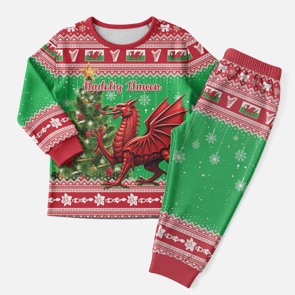 Wales Christmas Pajama Set Welsh Dragon Nadolig Llawen - Wonder Print Shop