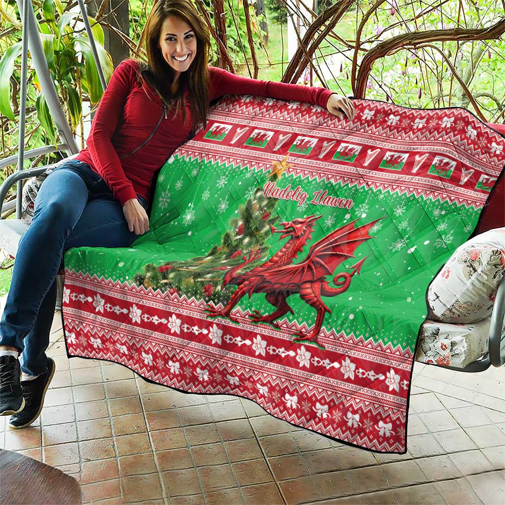 Wales Christmas Quilt Welsh Dragon Nadolig Llawen - Wonder Print Shop