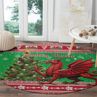 Wales Christmas Round Carpet Welsh Dragon Nadolig Llawen