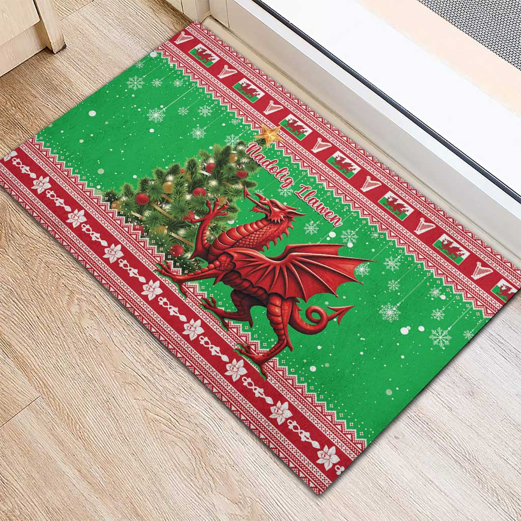 Wales Christmas Rubber Doormat Welsh Dragon Nadolig Llawen - Wonder Print Shop