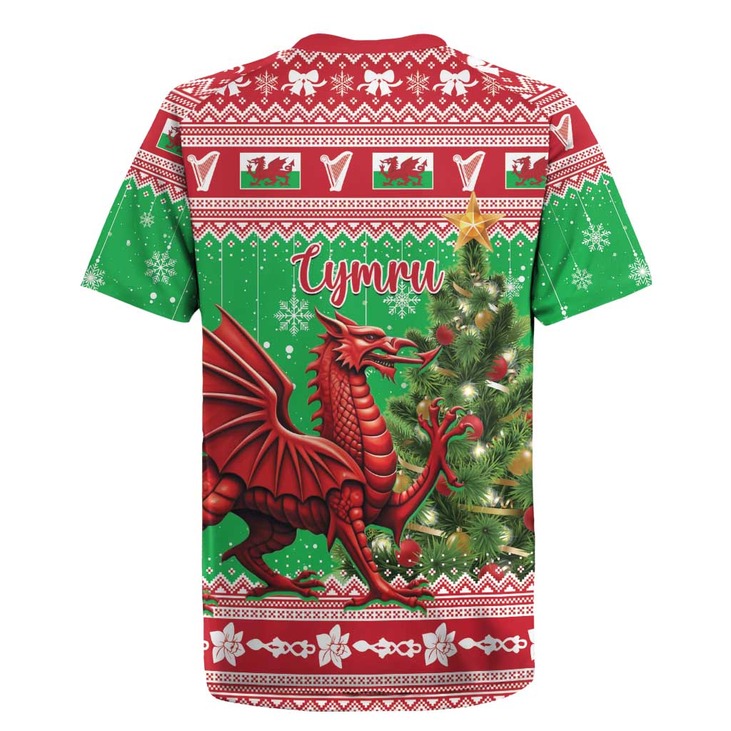 Wales Christmas Rugby Jersey Welsh Dragon Nadolig Llawen - Wonder Print Shop
