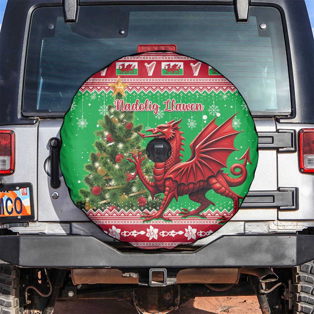 Wales Christmas Spare Tire Cover Welsh Dragon Nadolig Llawen - Wonder Print Shop