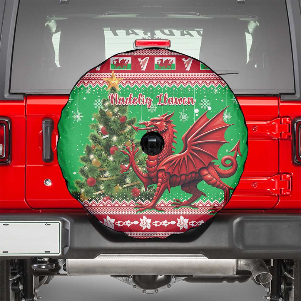 Wales Christmas Spare Tire Cover Welsh Dragon Nadolig Llawen - Wonder Print Shop