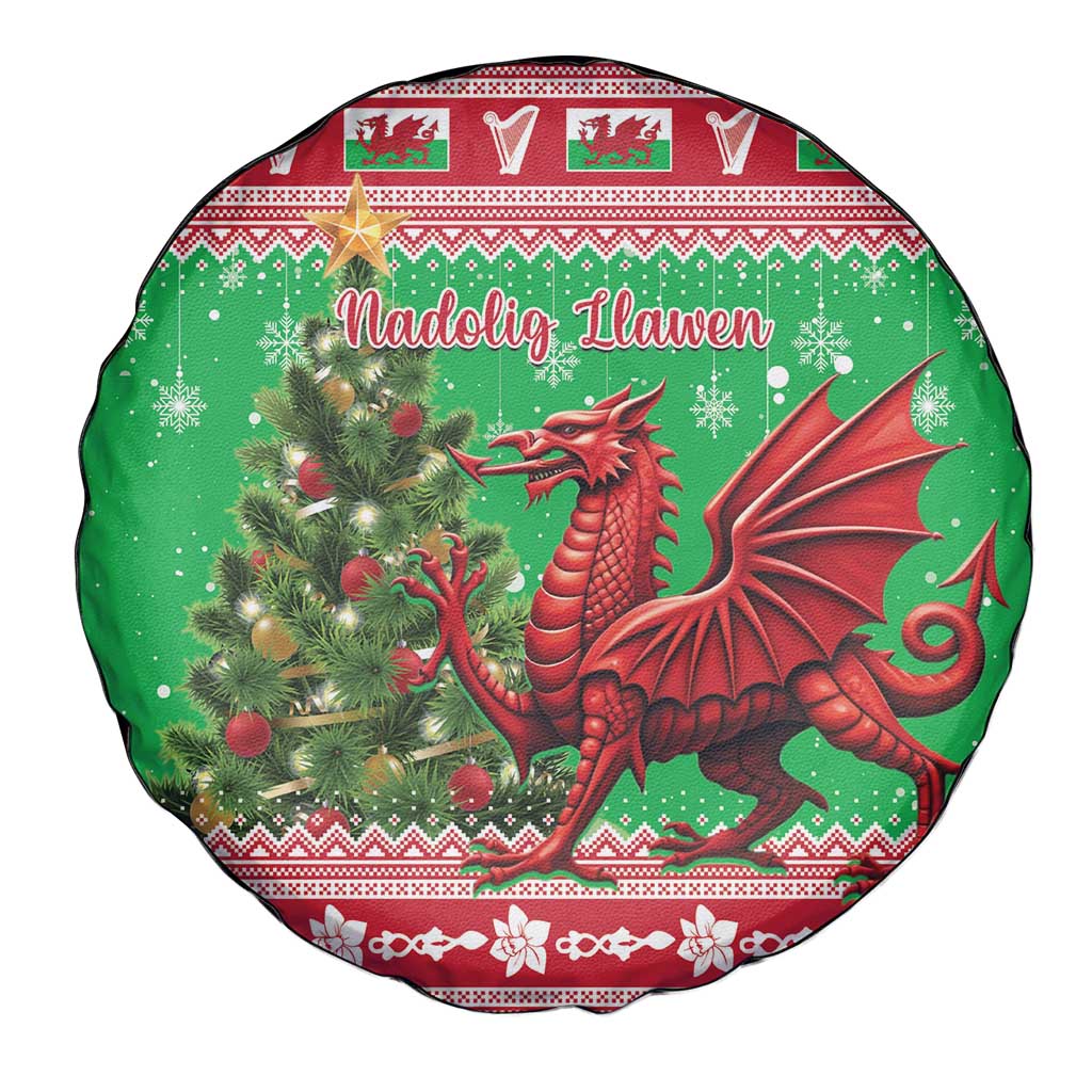 Wales Christmas Spare Tire Cover Welsh Dragon Nadolig Llawen - Wonder Print Shop