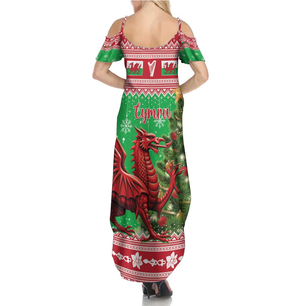 Wales Christmas Summer Maxi Dress Welsh Dragon Nadolig Llawen - Wonder Print Shop