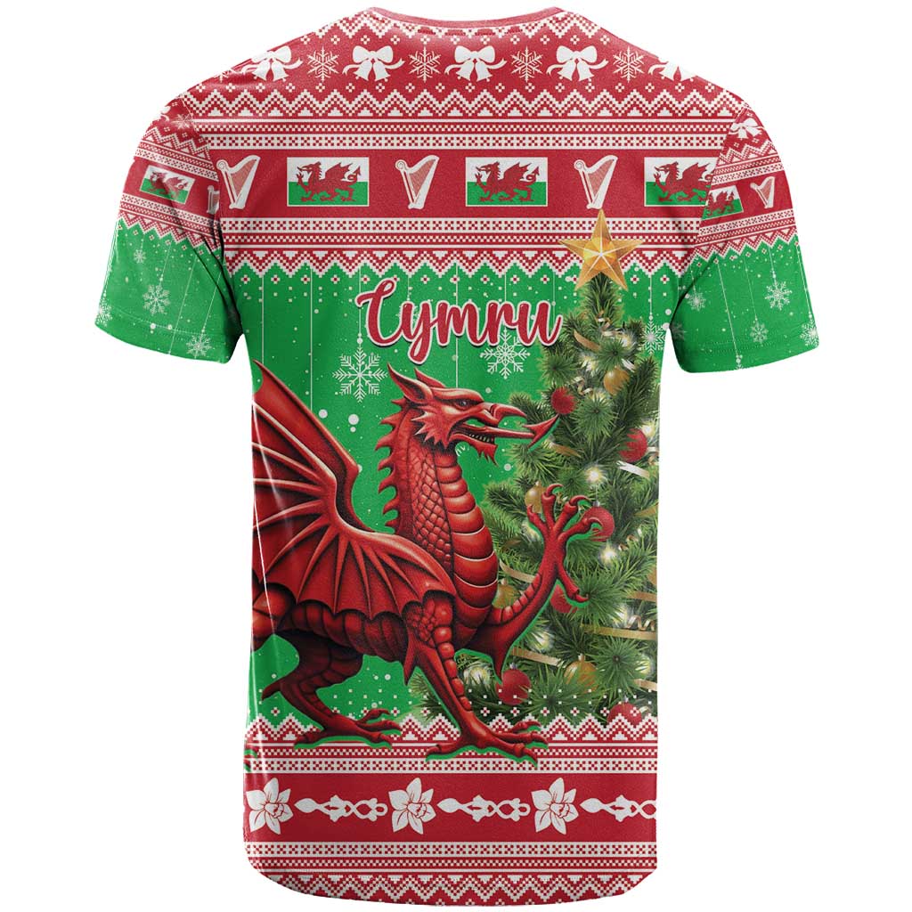 Wales Christmas T Shirt Welsh Dragon Nadolig Llawen - Wonder Print Shop