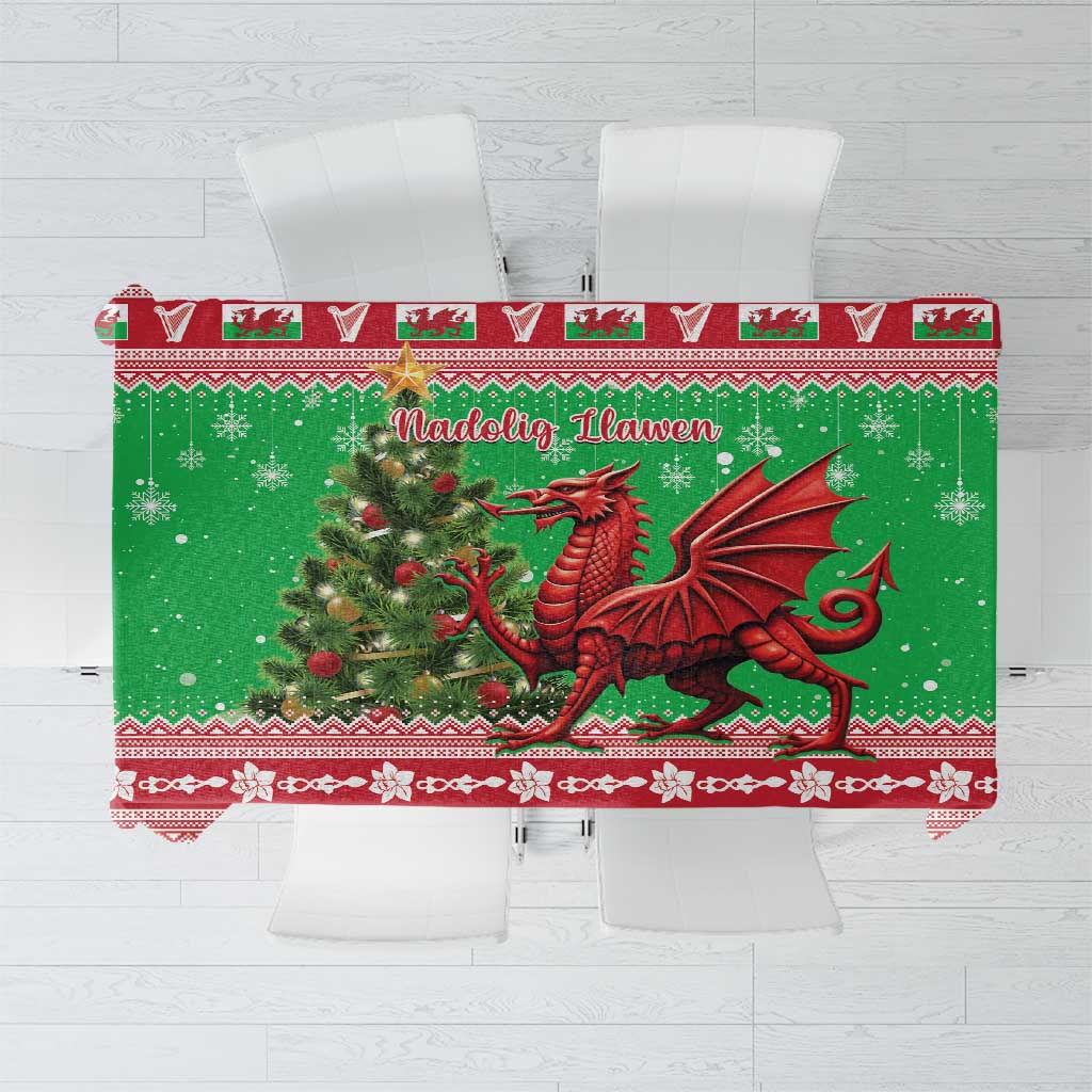 Wales Christmas Tablecloth Welsh Dragon Nadolig Llawen - Wonder Print Shop