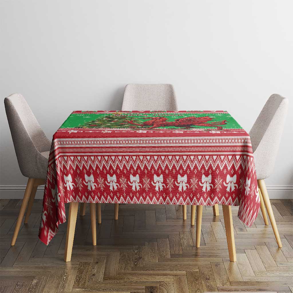 Wales Christmas Tablecloth Welsh Dragon Nadolig Llawen - Wonder Print Shop