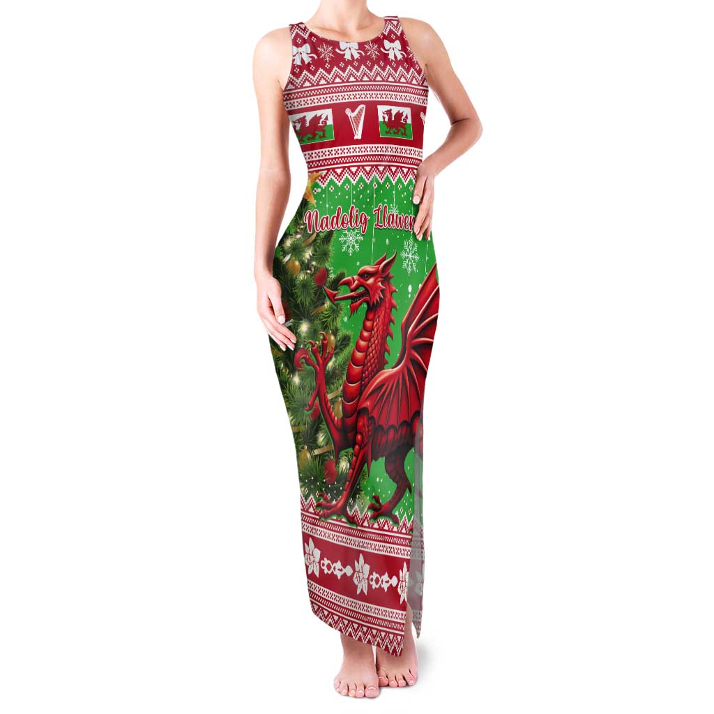 Wales Christmas Tank Maxi Dress Welsh Dragon Nadolig Llawen - Wonder Print Shop