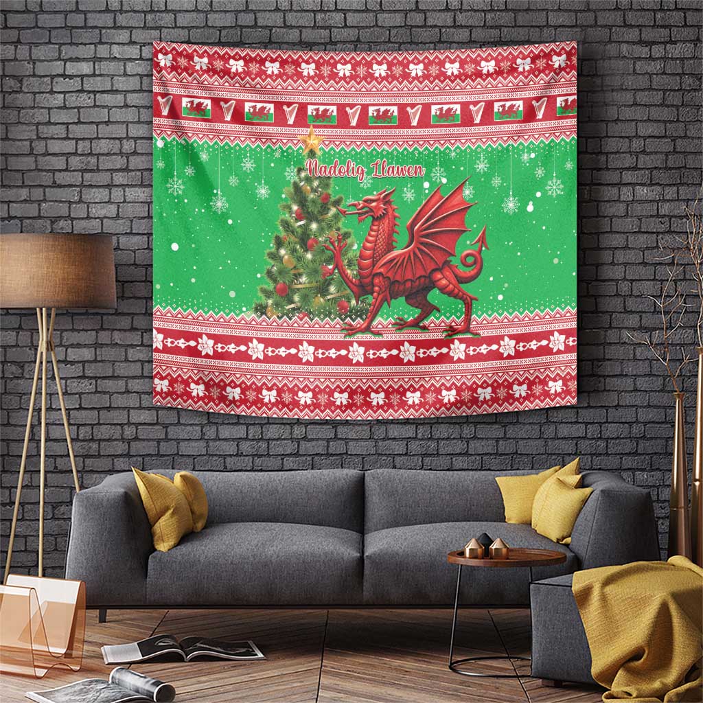 Wales Christmas Tapestry Welsh Dragon Nadolig Llawen - Wonder Print Shop