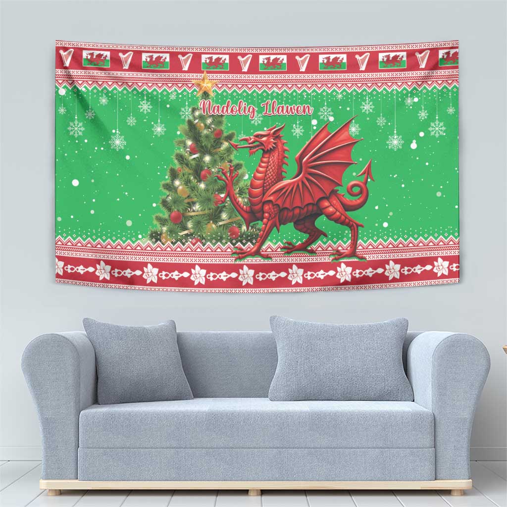 Wales Christmas Tapestry Welsh Dragon Nadolig Llawen - Wonder Print Shop