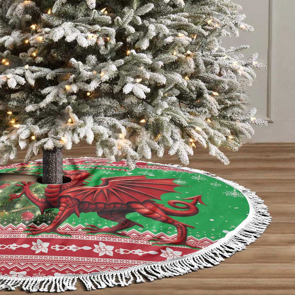 Wales Christmas Tree Skirt Welsh Dragon Nadolig Llawen - Wonder Print Shop