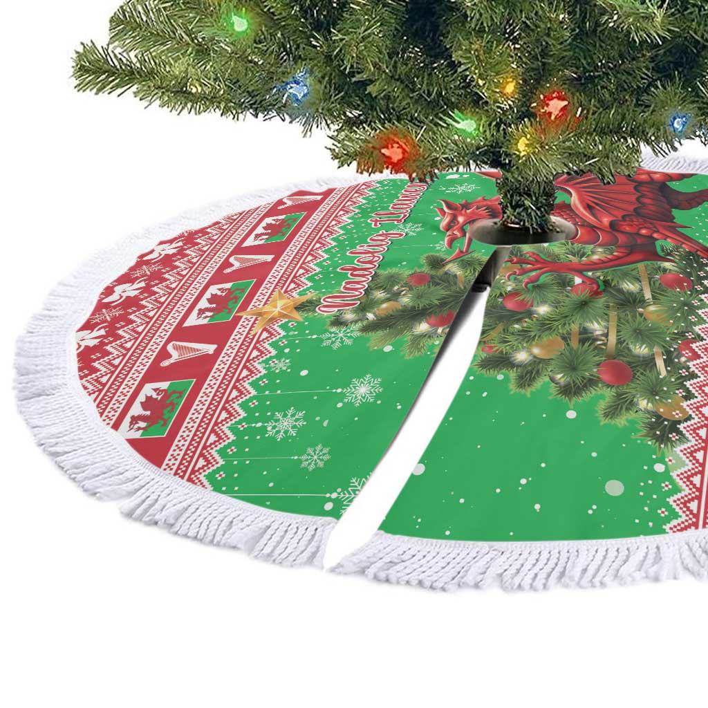 Wales Christmas Tree Skirt Welsh Dragon Nadolig Llawen - Wonder Print Shop