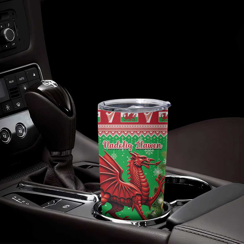 Wales Christmas Tumbler Cup Welsh Dragon Nadolig Llawen - Wonder Print Shop