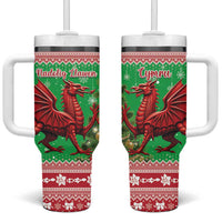 Wales Christmas Tumbler With Handle Welsh Dragon Nadolig Llawen - Wonder Print Shop