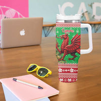 Wales Christmas Tumbler With Handle Welsh Dragon Nadolig Llawen - Wonder Print Shop