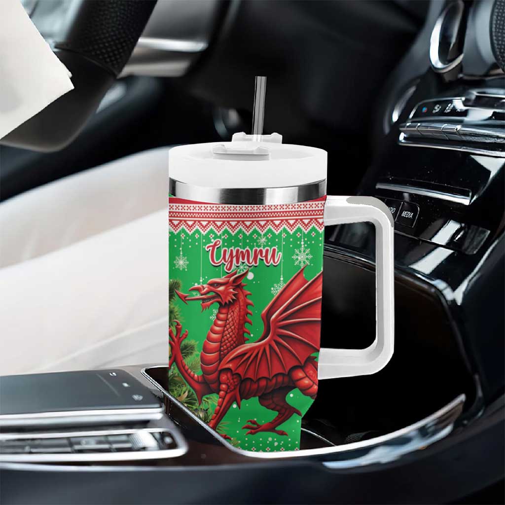 Wales Christmas Tumbler With Handle Welsh Dragon Nadolig Llawen - Wonder Print Shop