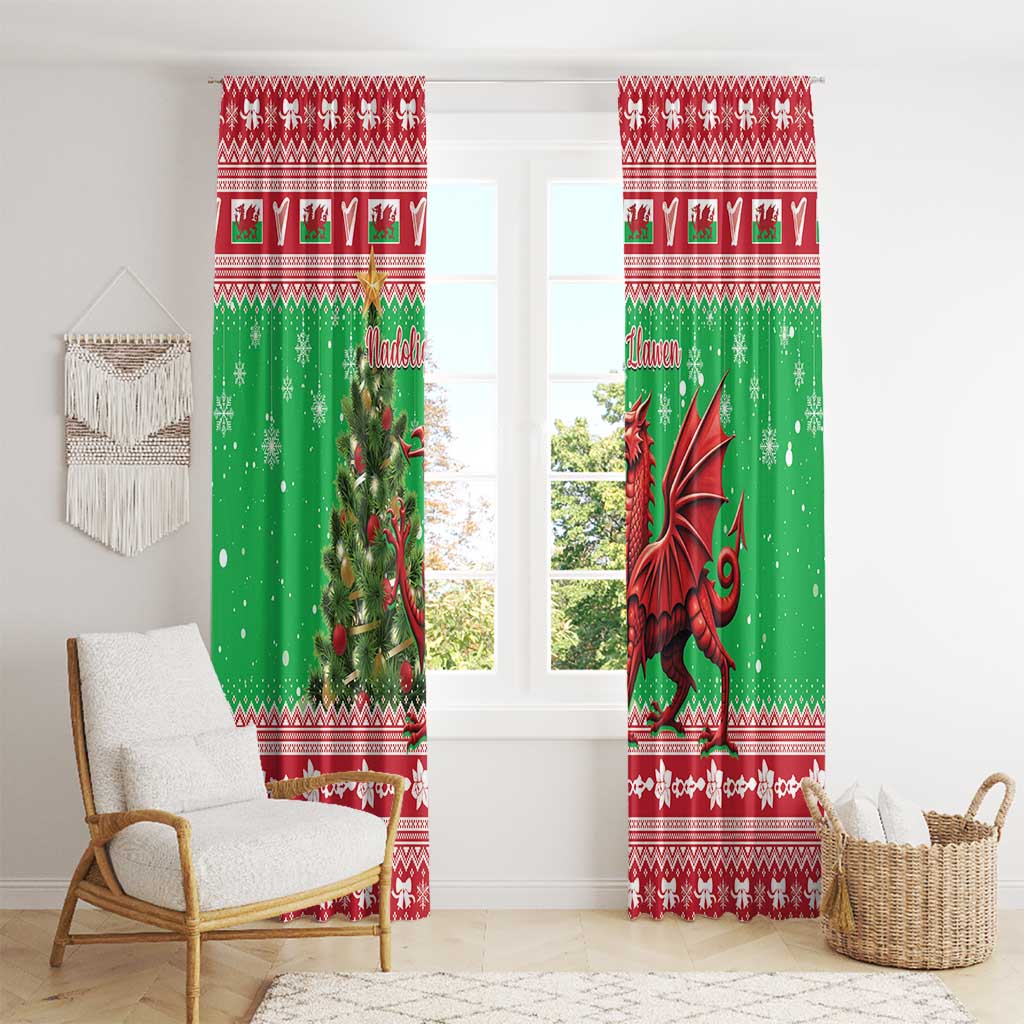 Wales Christmas Window Curtain Welsh Dragon Nadolig Llawen - Wonder Print Shop