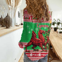 Wales Christmas Women Casual Shirt Welsh Dragon Nadolig Llawen - Wonder Print Shop