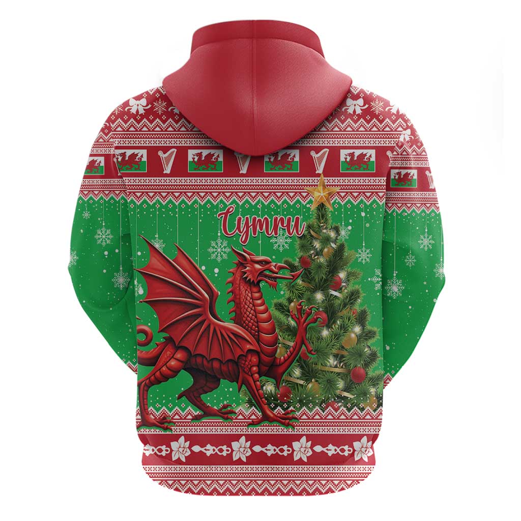Wales Christmas Zip Hoodie Welsh Dragon Nadolig Llawen - Wonder Print Shop