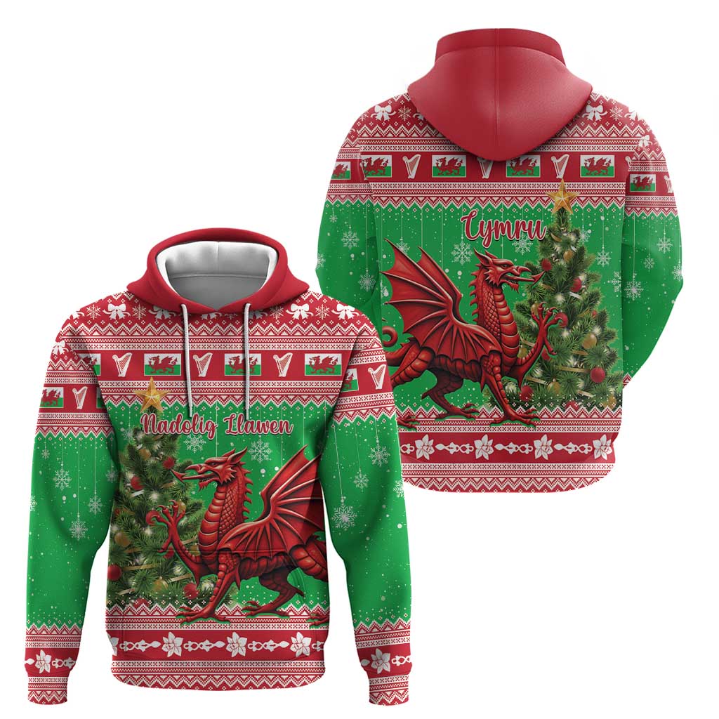 Wales Christmas Zip Hoodie Welsh Dragon Nadolig Llawen - Wonder Print Shop