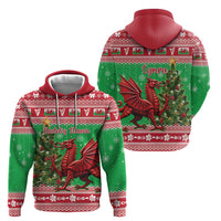 Wales Christmas Zip Hoodie Welsh Dragon Nadolig Llawen - Wonder Print Shop