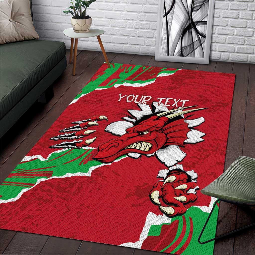 Personalised Wales Area Rug Welsh Dragon - Wonder Print Shop