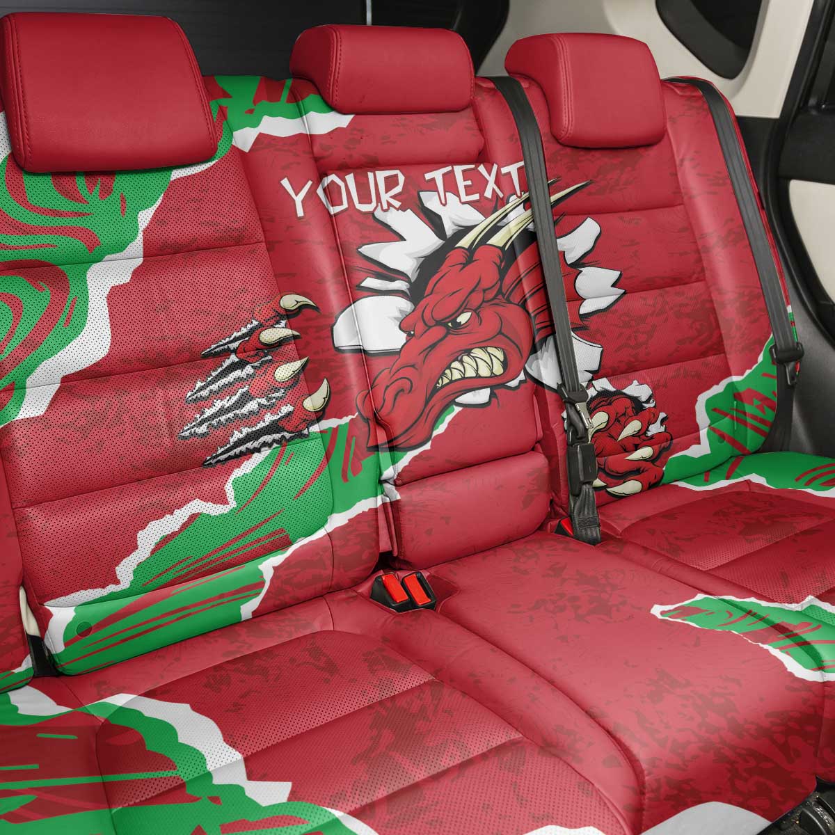 Personalised Wales Back Car Seat Cover Welsh Dragon - Wonder Print Shop