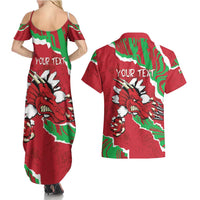 Personalised Wales Couples Matching Summer Maxi Dress and Hawaiian Shirt Welsh Dragon - Wonder Print Shop