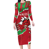 Personalised Wales Family Matching Long Sleeve Bodycon Dress and Hawaiian Shirt Welsh Dragon - Wonder Print Shop