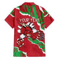 Personalised Wales Family Matching Off The Shoulder Long Sleeve Dress and Hawaiian Shirt Welsh Dragon - Wonder Print Shop
