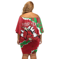 Personalised Wales Family Matching Off Shoulder Short Dress and Hawaiian Shirt Welsh Dragon - Wonder Print Shop