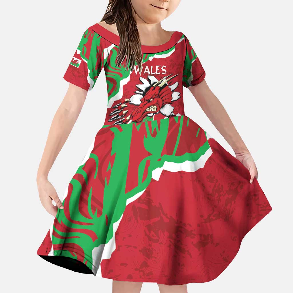 Personalised Wales Family Matching Short Sleeve Bodycon Dress and Hawaiian Shirt Welsh Dragon - Wonder Print Shop