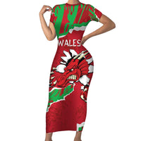 Personalised Wales Family Matching Short Sleeve Bodycon Dress and Hawaiian Shirt Welsh Dragon - Wonder Print Shop