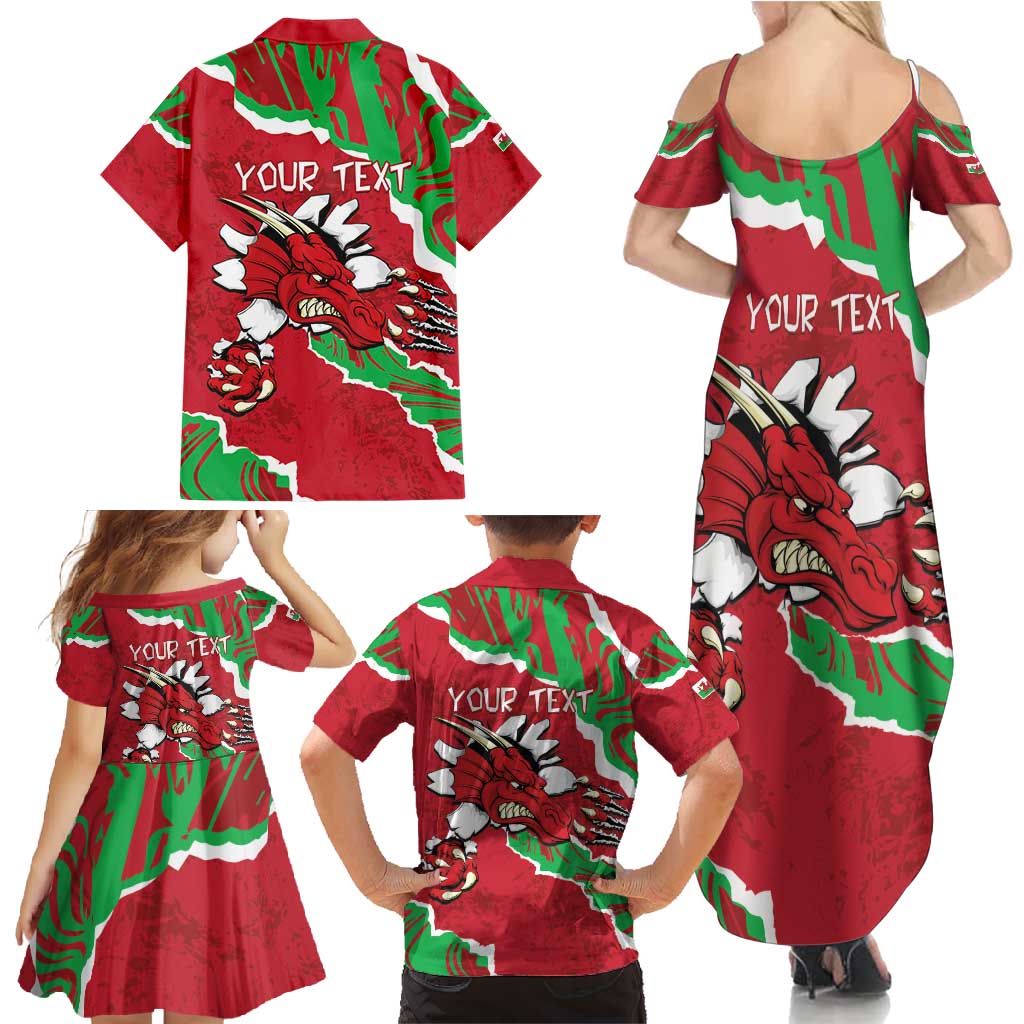 Personalised Wales Family Matching Summer Maxi Dress and Hawaiian Shirt Welsh Dragon - Wonder Print Shop