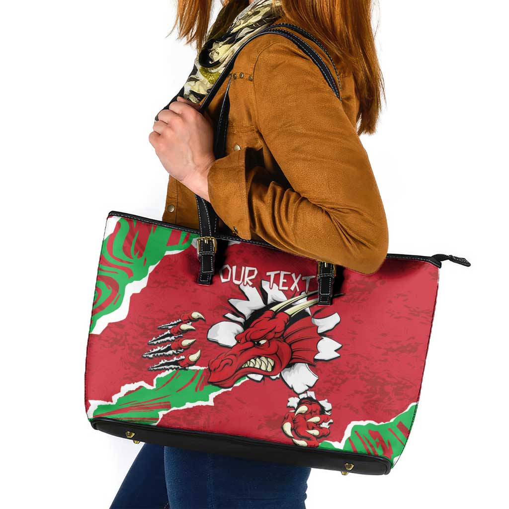 Personalised Wales Leather Tote Bag Welsh Dragon - Wonder Print Shop