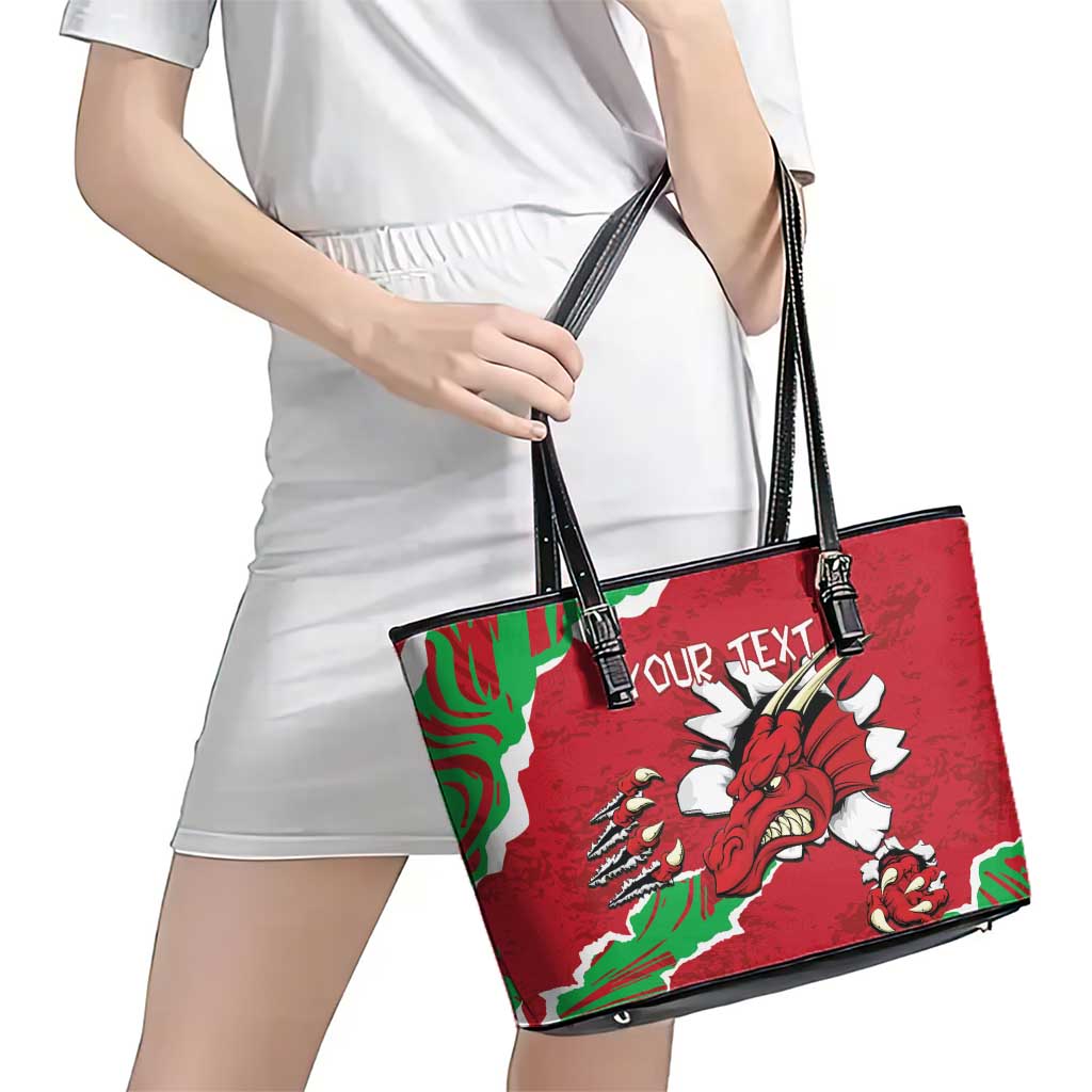 Personalised Wales Leather Tote Bag Welsh Dragon - Wonder Print Shop