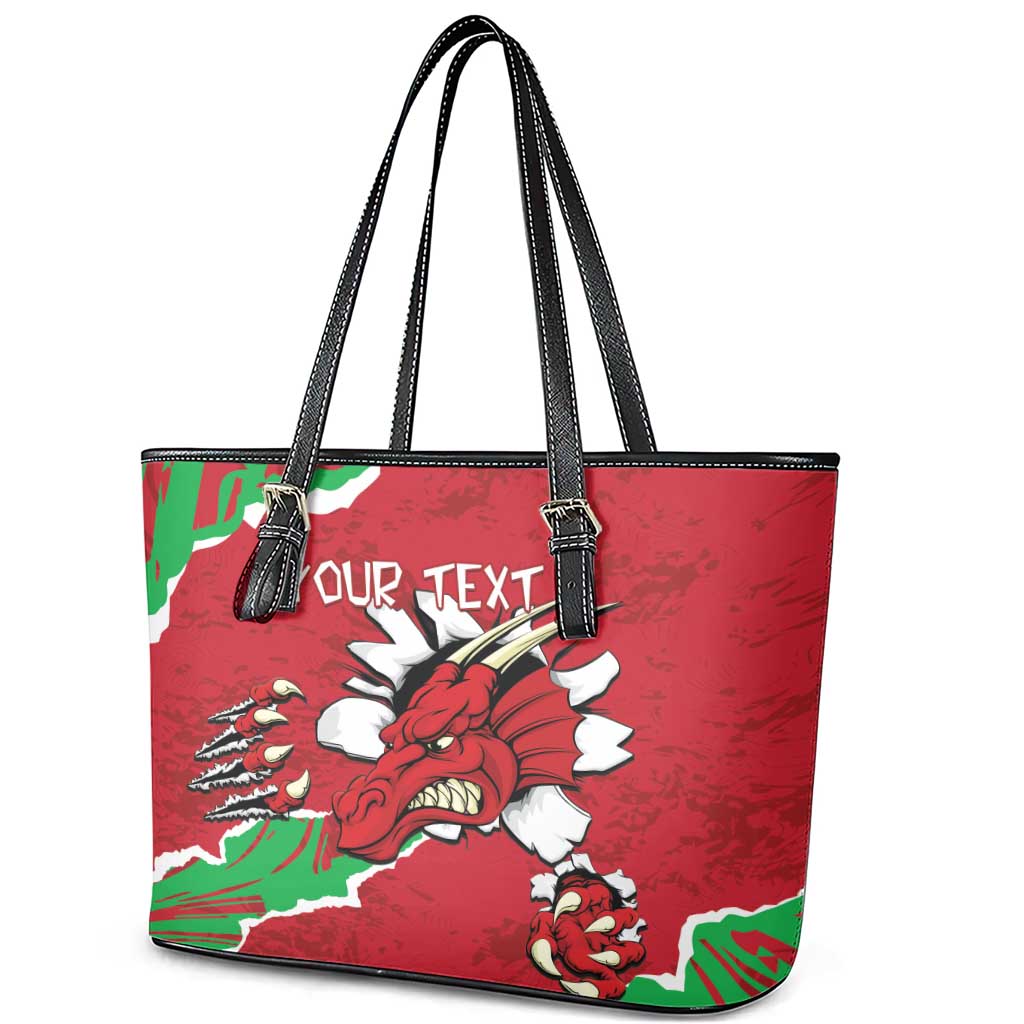 Personalised Wales Leather Tote Bag Welsh Dragon - Wonder Print Shop