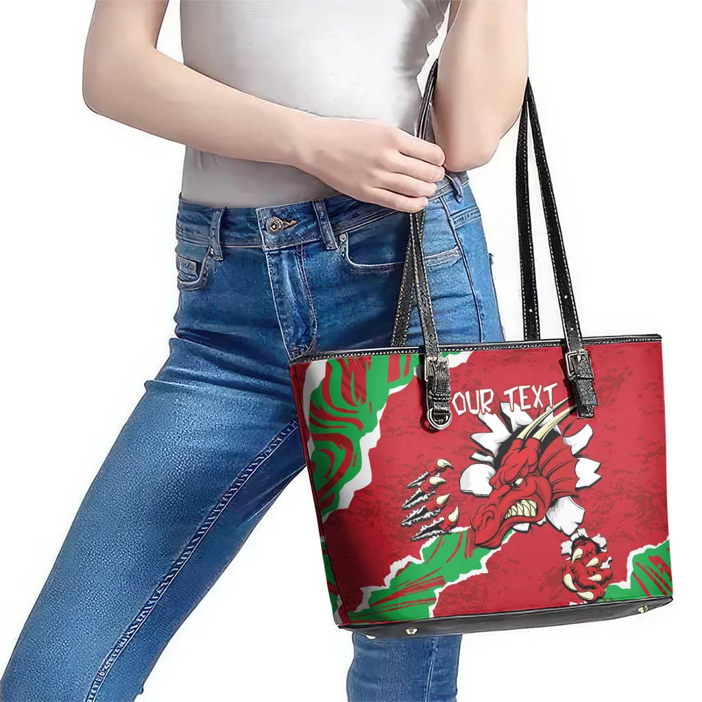 Personalised Wales Leather Tote Bag Welsh Dragon - Wonder Print Shop