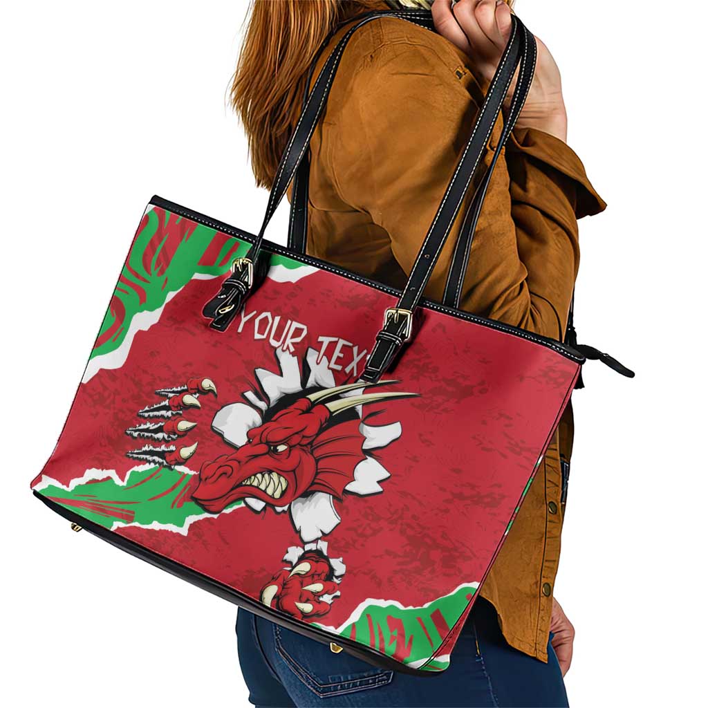 Personalised Wales Leather Tote Bag Welsh Dragon - Wonder Print Shop