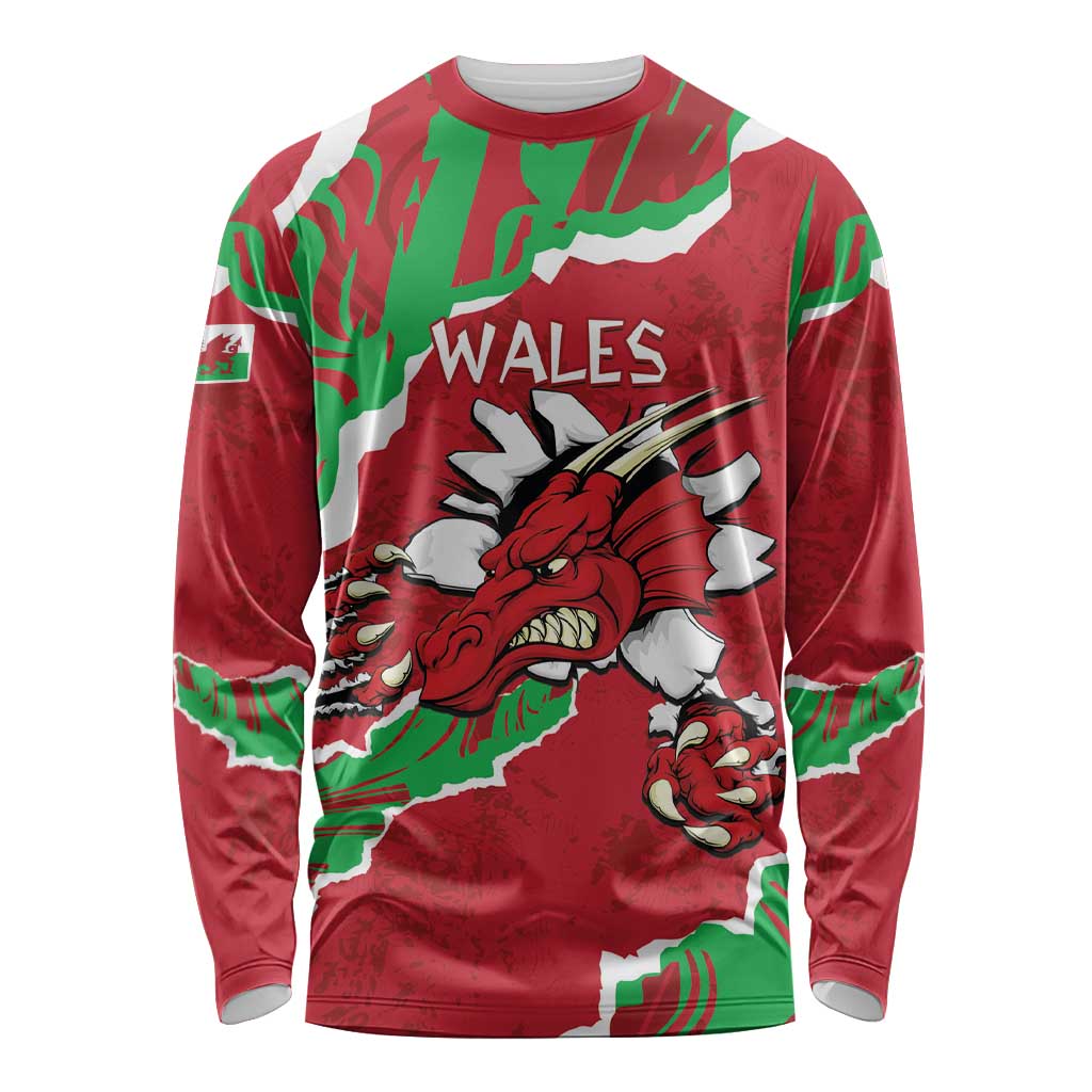 Personalised Wales Long Sleeve Shirt Welsh Dragon - Wonder Print Shop