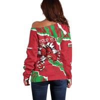 Personalised Wales Off Shoulder Sweater Welsh Dragon - Wonder Print Shop