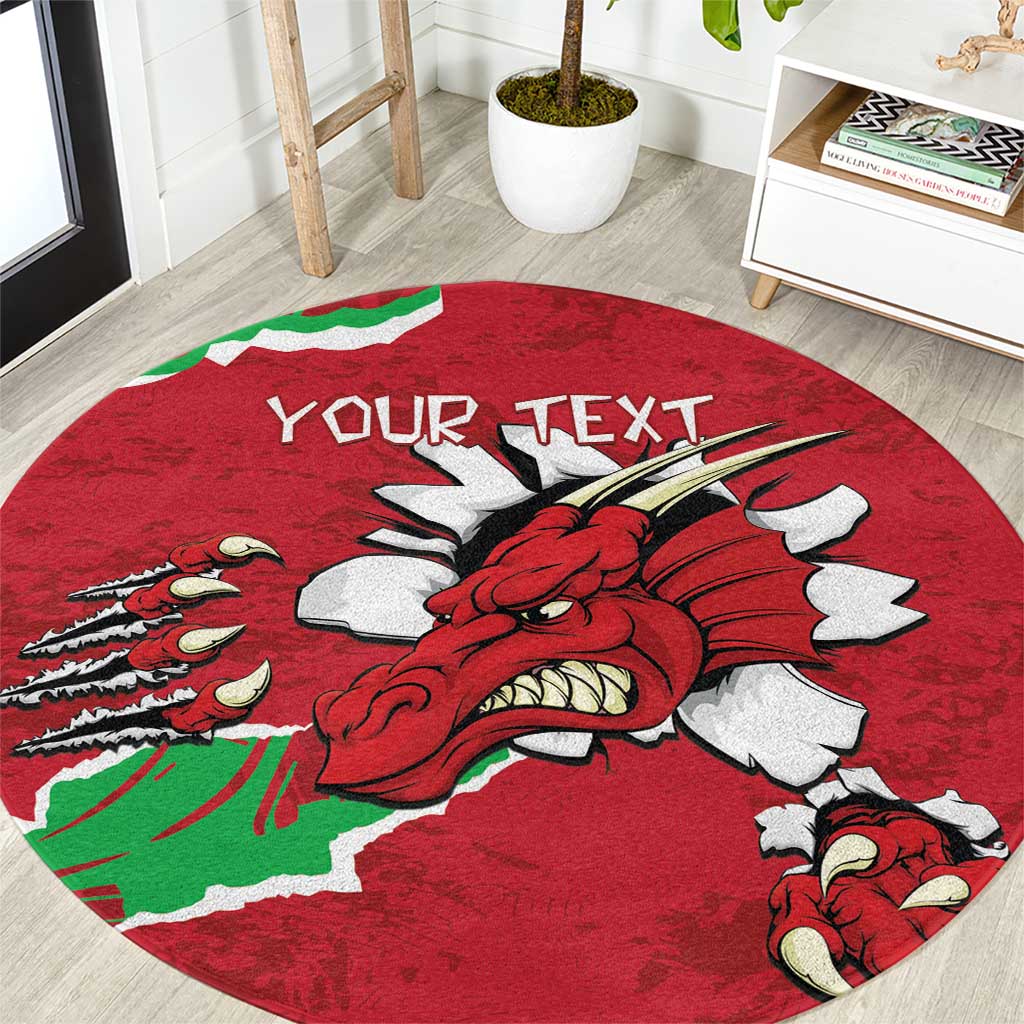 Personalised Wales Round Carpet Welsh Dragon