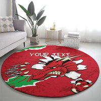Personalised Wales Round Carpet Welsh Dragon