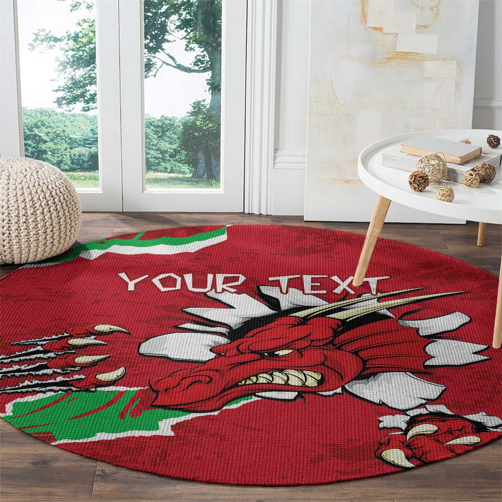 Personalised Wales Round Carpet Welsh Dragon