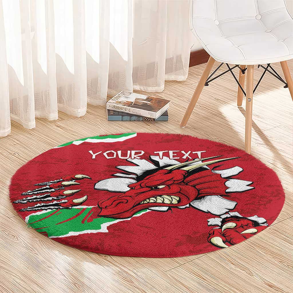 Personalised Wales Round Carpet Welsh Dragon