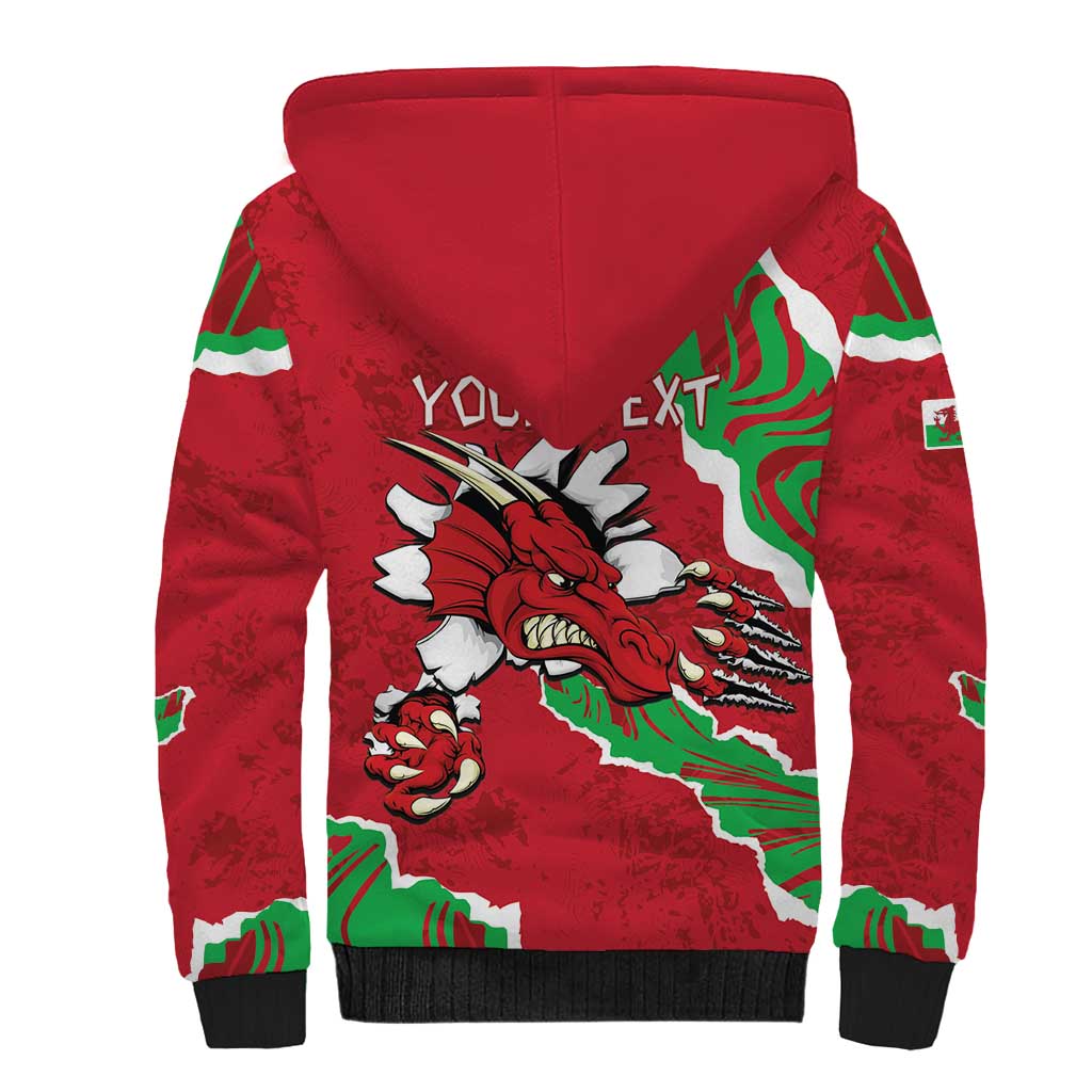 Personalised Wales Sherpa Hoodie Welsh Dragon - Wonder Print Shop